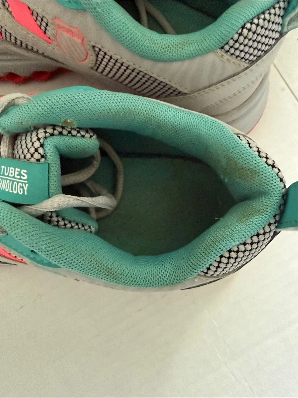 K-Swiss Grey Teal Pink Tubes Athletic Sneakers